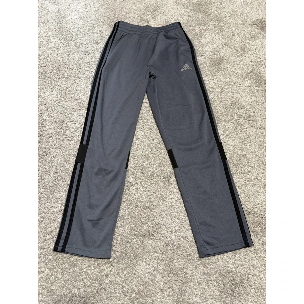 Boys Adidas Dark Gray Track Pants W/ Black Side Stripes Size Youth Medium 10/12